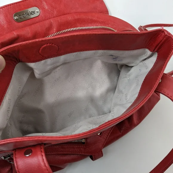 Botkier Clyde Trigger Studded Red Leather Satchel Vintage - Picture 7 of 9